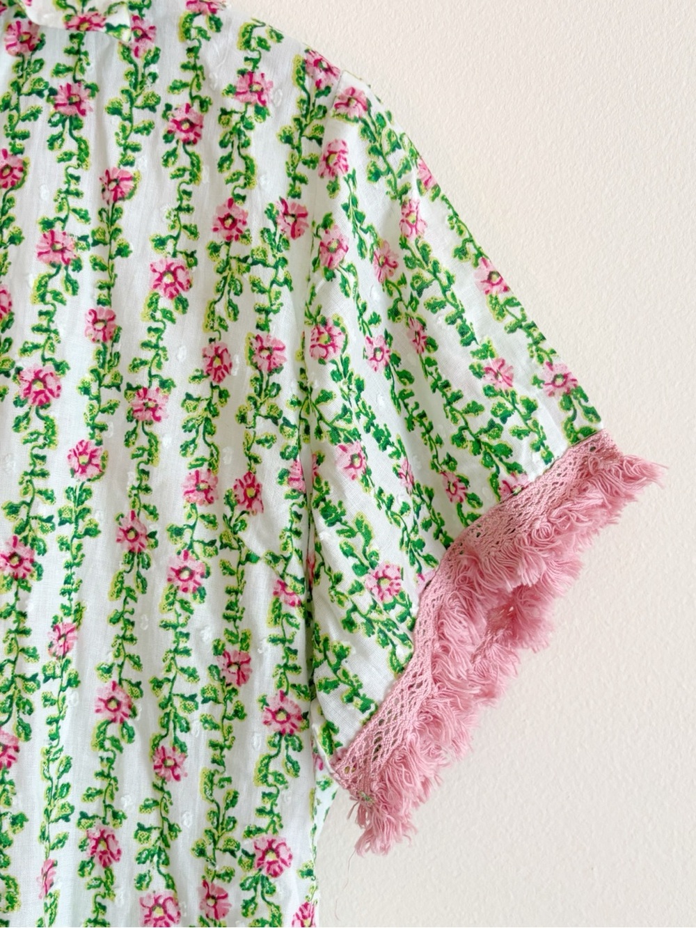 ModaPosa Pink & Green Cadenza Fringe Trim Midi Dress Large Cottagecore NEW NWT - Picture 4 of 8